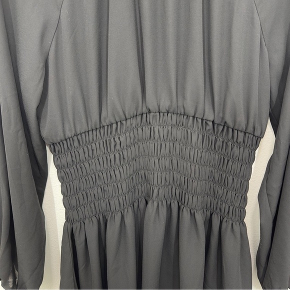 Madewell Size Small Black Bubble-Sleeve Smocked Mini Dress LBD Fall Wedding NWT - Picture 4 of 9